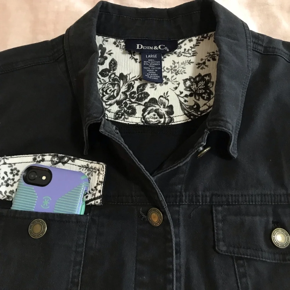 90s Vintage Black Denim Oversized Boyfriend Jacket Shacket - Picture 7 of 14